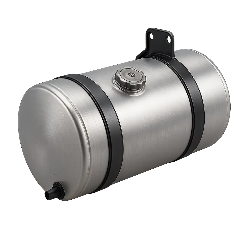 Metallic truck fuel tank isolated on transparent background