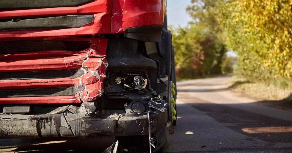 Damaged truck after an accident – representing steps drivers should take in case of a crash